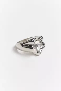 Кольцо с кристаллом-сердечком