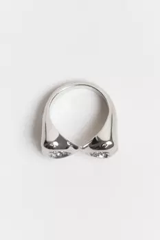 Кольцо с сердечками и стразами