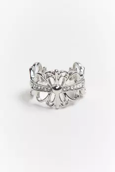 Кольцо с узором и стразами