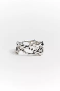 Кольцо серебристое абстрактное