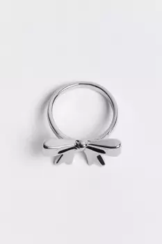 Кольцо серебристое с бантиком