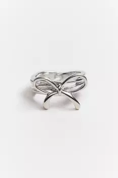 Кольцо серебристое с бантом