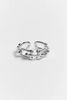 Кольцо серебристое с декором