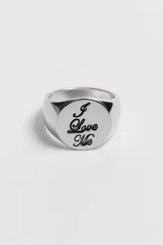 Кольцо серебристое с надписью