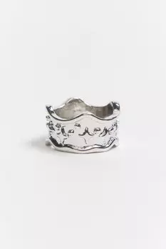 Кольцо серебристое с узором