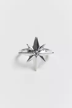 Кольцо серебристое со стразом