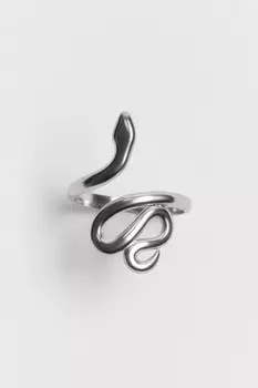 Кольцо серебристое со змеей
