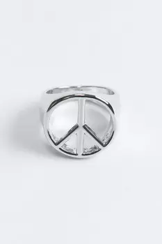 Кольцо серебристое со знаком peace