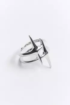 Кольцо серебристое абстрактное