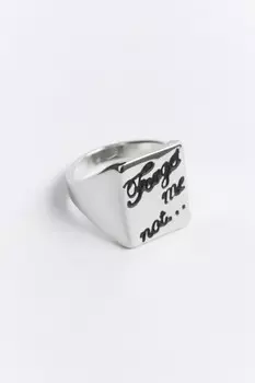 Кольцо-перстень серебристое с надписью