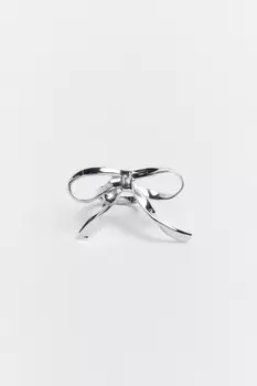 Кольцо серебристое с бантиком