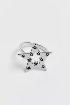 Кольцо серебристое в виде звезды