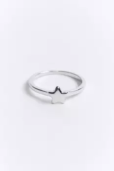 Кольцо серебристое со звездочкой