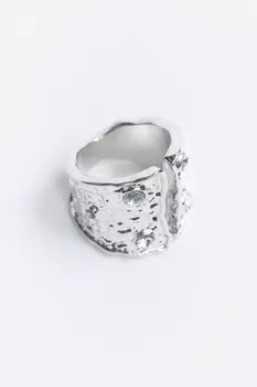 Кольцо широкое несмыкающееся со стразами