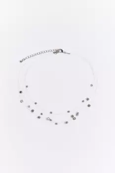 Колье-чокер из тонких нитей со стразами