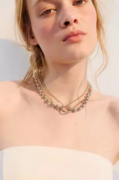 Колье серебристое многослойное