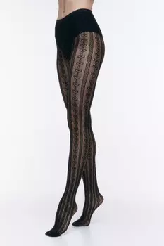 Колготки сетчатые с узорами и сердечками
