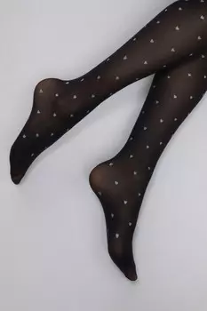 Колготки тонкие с блестящими сердечками