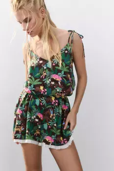 Комбинезон короткий с бретелями-завязками