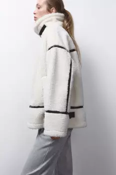 Куртка-авиатор из искусственного меха под овчину