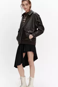 Куртка-бомбер из искусственной кожи на утеплителе