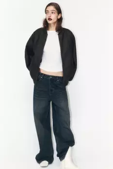 Куртка-бомбер из искусственной кожи на утеплителе