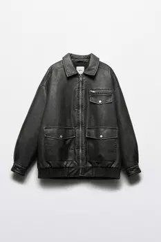 Куртка-бомбер из искусственной кожи на утеплителе