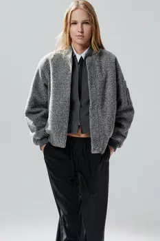 Куртка-бомбер из ткани с ворсом