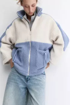 Куртка-бомбер oversize из искусственного меха