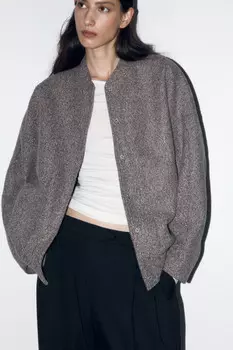 Куртка-бомбер oversize из ворсистой ткани