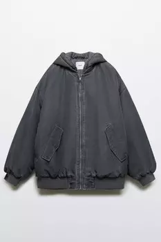 Куртка-бомбер oversize с капюшоном