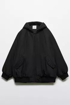 Куртка-бомбер oversize с капюшоном