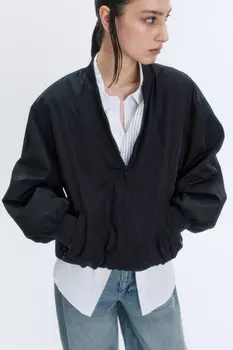 Куртка-бомбер oversize с подкладкой в полоску