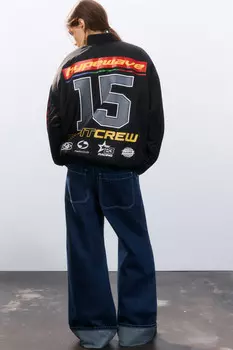 Куртка-бомбер oversize с принтом