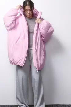 Куртка-бомбер oversize удлиненная с капюшоном