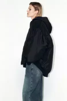 Куртка-бомбер oversize утепленная с капюшоном