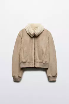 Куртка-бомбер с меховым воротником