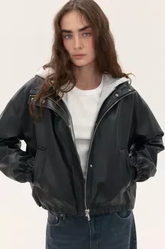 Куртка-бомбер с трикотажным капюшоном