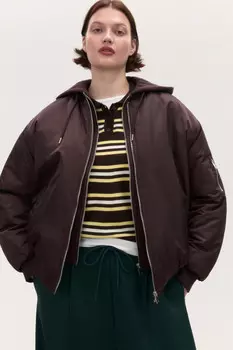 Куртка-бомбер с трикотажным капюшоном