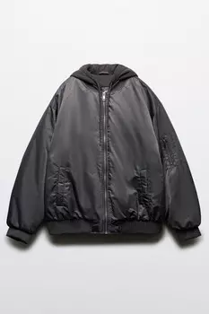 Куртка-бомбер с трикотажным капюшоном