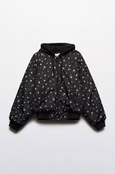 Куртка-бомбер с трикотажным капюшоном