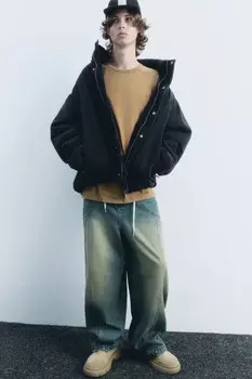 Куртка-бомбер утепленная с вареным эффектом