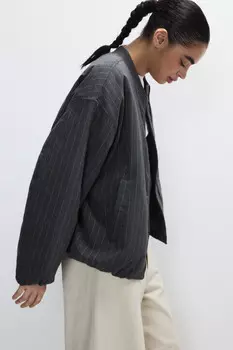 Куртка-бомбер утепленная в полоску