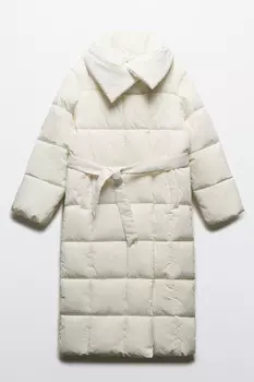 Куртка длинная стеганая с поясом