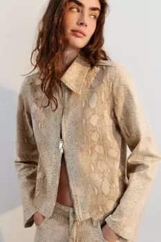 Куртка джинсовая на молнии с принтом