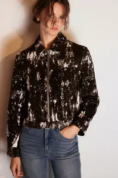 Куртка джинсовая на молнии с принтом