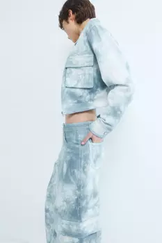 Куртка-джинсовка укороченная с принтом тай-дай