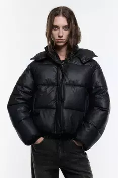 Куртка из искусственной кожи с капюшоном