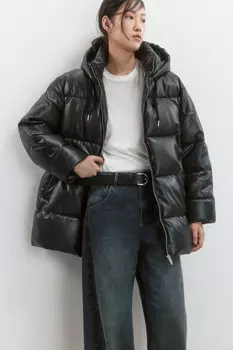 Куртка из искусственной кожи с капюшоном