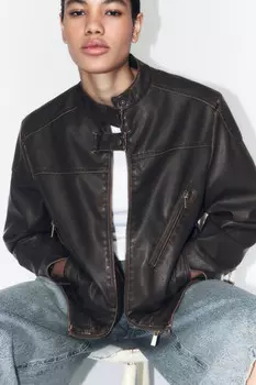 Куртка из искусственной кожи в байкерском стиле